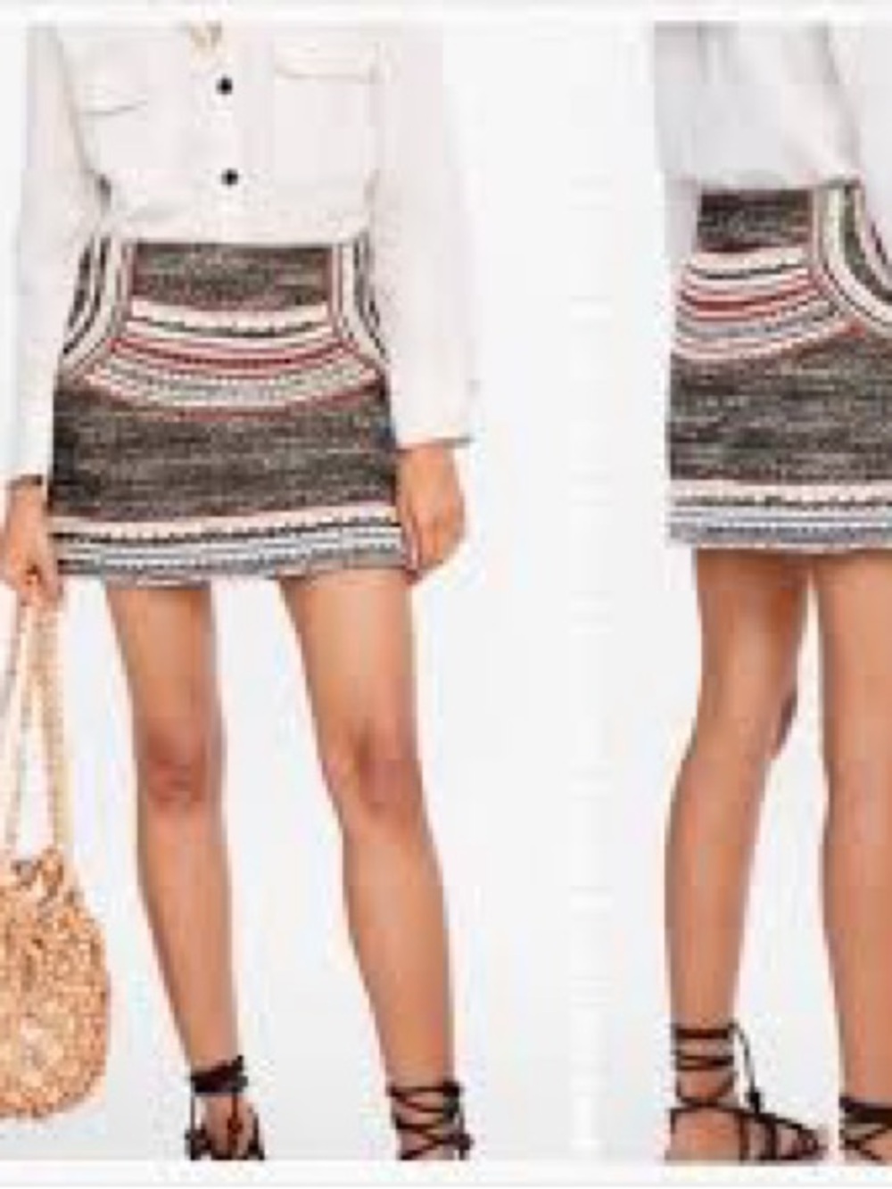 Zara mixed media boho mini skirt large